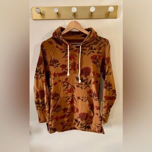 AMPERSAND AVENUE- Floral Tunic Length Hoodie with Drawstrings